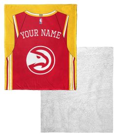 [Personalization Only] OFFICIAL NBA Jersey Silk Touch Sherpa Throw Blanket - Hawks