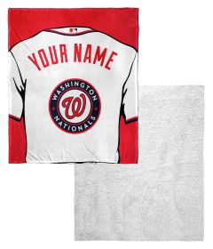 [Personalization Only] Nationals OFFICIAL MLB Jersey Personalized Silk Touch Sherpa Throw Blanket, 50" X 60"