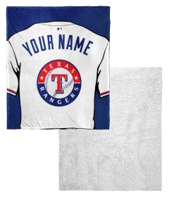 [Personalization Only] Rangers OFFICIAL MLB Jersey Personalized Silk Touch Sherpa Throw Blanket, 50" X 60"