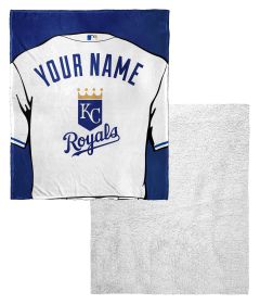 [Personalization Only] Royals OFFICIAL MLB Jersey Personalized Silk Touch Sherpa Throw Blanket, 50" X 60"