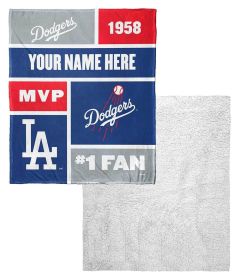 [Personalization Only] Dodgers Colorblock Personalized Silk Touch Sherpa Throw Blanket