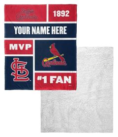 [Personalization Only] Cardinals Colorblock Personalized Silk Touch Sherpa Throw Blanket