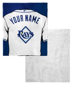[Personalization Only] Rays OFFICIAL MLB Jersey Personalized Silk Touch Sherpa Throw Blanket, 50" X 60"