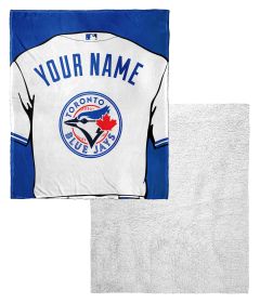 [Personalization Only] Blue Jays OFFICIAL MLB Jersey Personalized Silk Touch Sherpa Throw Blanket, 50" X 60"