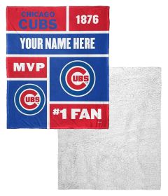 [Personalization Only] Cubs Colorblock Personalized Silk Touch Sherpa Throw Blanket