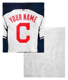 [Personalization Only] Indians OFFICIAL MLB Jersey Personalized Silk Touch Sherpa Throw Blanket, 50" X 60"