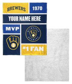 [Personalization Only] Brewers Colorblock Personalized Silk Touch Sherpa Throw Blanket