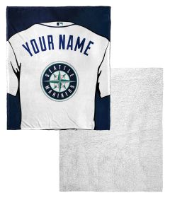 [Personalization Only] Mariners OFFICIAL MLB Jersey Personalized Silk Touch Sherpa Throw Blanket, 50" X 60"