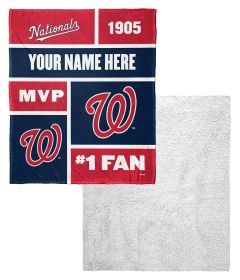 [Personalization Only] Nationals Colorblock Personalized Silk Touch Sherpa Throw Blanket