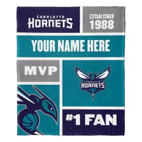 [Personalization Only] Charlotte Hornets - Colorblock Personalized Silk Touch Throw Blanket