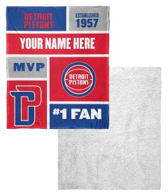 [Personalization Only] Detroit Pistons Colorblock Personalized Silk Touch Sherpa Throw Blanket