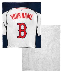 [Personalization Only] Red Sox OFFICIAL MLB Jersey Personalized Silk Touch Sherpa Throw Blanket, 50" X 60"