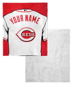 [Personalization Only] Reds OFFICIAL MLB Jersey Personalized Silk Touch Sherpa Throw Blanket, 50" X 60"