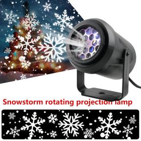 Projector Lamp High-brightness Christmas Snowflake Indoor Holiday Decoration Light Rotating (Option: Black-US-1PC)